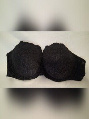 Torrid Black Lace Strapless Bra, Size 42D